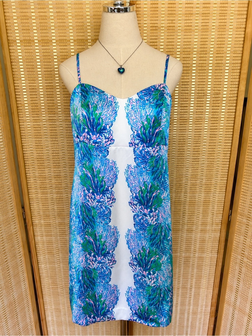 Lilly Pulitzer Gillian Satin Slip Dress NWT 8 Aqua Coral Print Resort Coastal